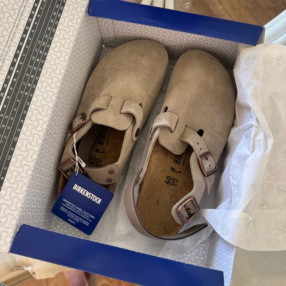 New Birkenstock Taupe Suede Tokio II Boston Clogs 9
